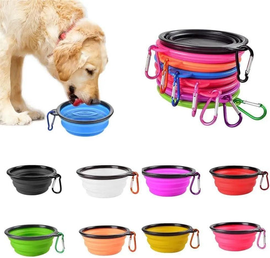 Foldable Silicone Pet Food Bowl - Portable Travel Feeder for Dogs & Cats