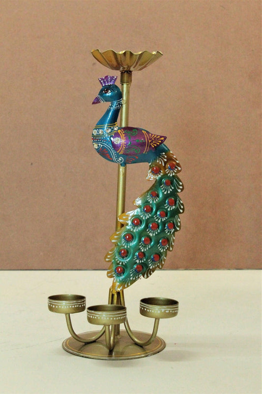 Exquisite Crafted Peacock Tealight Holder - Premium Metal Home Decor
