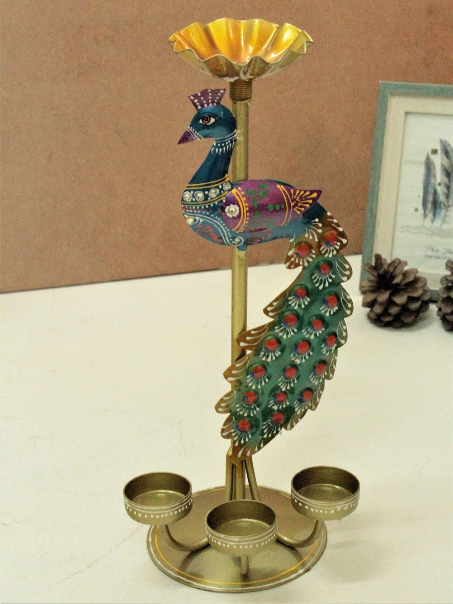 Exquisite Crafted Peacock Tealight Holder - Premium Metal Home Decor