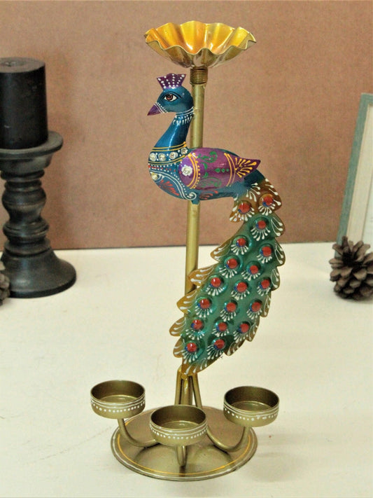 Exquisite Crafted Peacock Tealight Holder - Premium Metal Home Decor