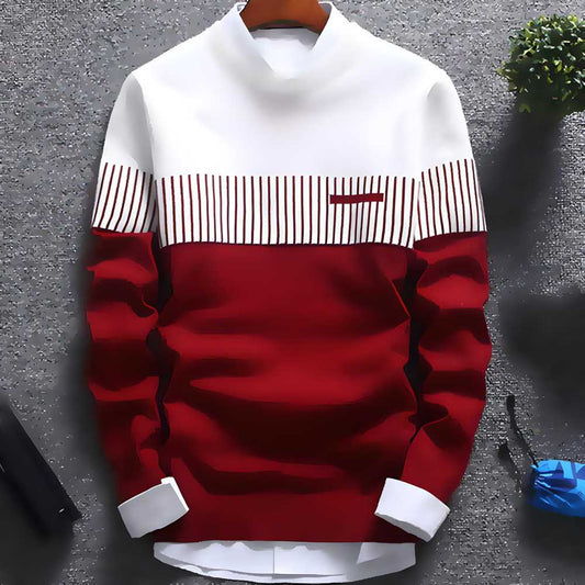Cotton Color Block Full Sleeve Men's T-Shirt - Regular Fit Round Neck Casual Wear